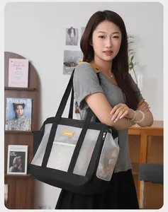 Sac de transport respirant en maille noire pour chats et petits chiens en voyage