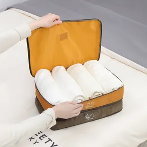 Large Capacity Double Layer Compressible Storage Bag Polyester Waterproof Travel Packing Organizer For Clothes Quilt