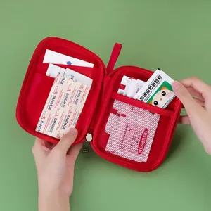 Trousse de secours portable en tissu Oxford rouge avec rangement pour fournitures médicales