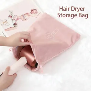Sac de Rangement pour Sèche-cheveux en Velours Portable Pochette Anti-poussière avec Cordon pour Accessoires de Coiffure Voyage Maison