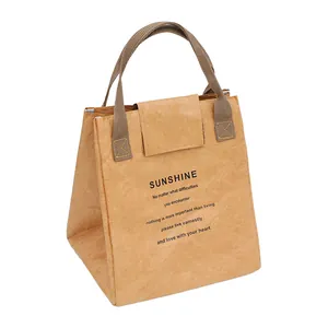 Insulated DuPont paper lunch bag with handles and inspirational Sunshine print