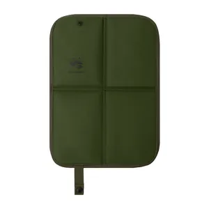 Portable folding outdoor camping seat cushion in olive green with mountain logo