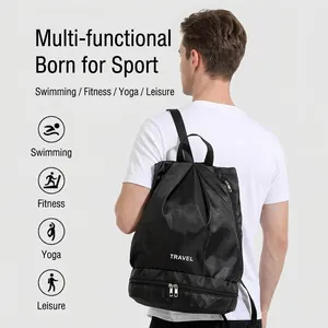 Wasserdichter Kordelzug-Rucksack für Schwimmen und Fitness mit Nass-Trocken-Trennung.
