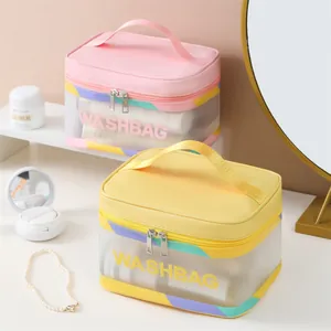 Borsa da toilette da viaggio premium a doppio strato con grande capacità e design in PVC
