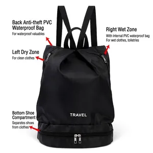 Große wasserdichte Tasche mit Trocken-Nass-Trennung und Schuhfach für Fitness und Schwimmen