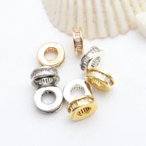 Kupfer Baguette Strass Rondelle Zwischenperlen Gold Silber Galvanisiert DIY Schmuckherstellung Zubehör Für Armband Halskette