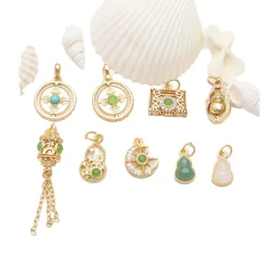 Tibetische Goldanhänger und Flaschenkürbis-Charms für DIY-Armbänder und Vintage-Schmuck