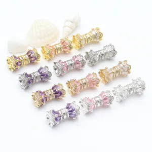 Macro view of luxury zircon micro-pave waist drum screw clasps for DIY jewelry