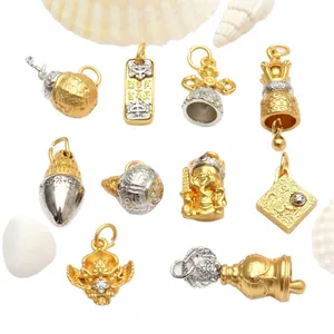 Buddhist gold and silver pendants with Six-Word Mantra and Garuda motifs for DIY jewelry
