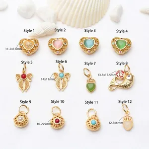Vintage Copper Enamel DIY Jewelry Pendants Heart Butterfly Koi Fish Ancient Gold Rhinestone Artificial Pearl Charms For Handmade Bracelets Necklace Making