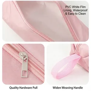 Bolsa de viaje rosa portátil para secador y rizador de pelo con forro impermeable