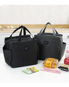 Detailed view of two large capacity insulated lunch bags in a kitchen setting
