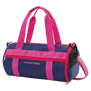 Kids waterproof duffel bag for swimming and gym in navy blue and pink design