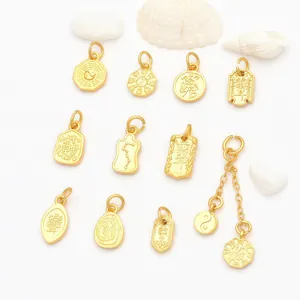 Traditional gold Bagua and Yin Yang charms for DIY jewelry making accessories