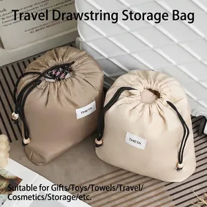 Waterproof travel drawstring storage pouches for clothes and accessories organizer set