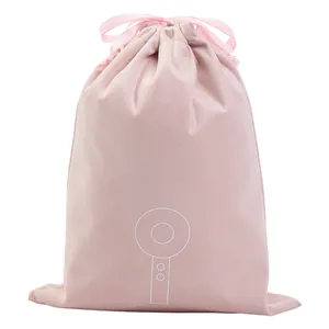 Pochette de rangement élégante en velours rose pour sèche-cheveux et accessoires