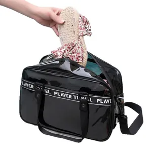 Schwarze wasserdichte Badetasche mit Trocken-Nass-Trennung für Reise und Strand