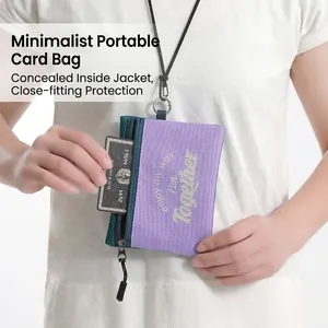 Oxford Cloth Travel Anti-Theft Neck Pouch Portable Passport Holder Hidden Hidden Crossbody Wallet Small Bag For Women Men
