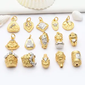 Collection of ancient gold Buddhist pendants and Zhaji Lamu DIY jewelry accessories
