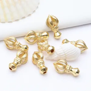 Colgante de Dije de Mano de Vajra de Cobre Chapado en Oro de 18K para Creación de Joyería DIY Suministros para Pulseras Religiosas