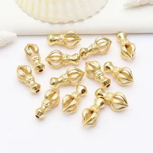 Pequeñas cuentas de mortero Vajra chapadas en oro de 18k para pulseras y collares DIY