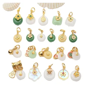Collection of antique gold and chalcedony pendants for DIY jewelry making
