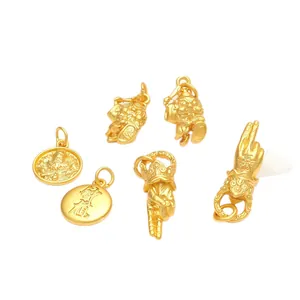 Chinese style ancient sand gold Buddha hand and figurine pendants for DIY jewelry