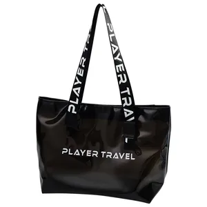 Professional black transparent waterproof swimming bag with PLAYER TRAVEL straps