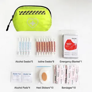 Kit de premiers secours d'extérieur portable vert fluorescent avec fournitures médicales