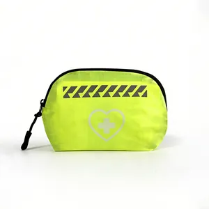Pochette de premiers secours portable jaune fluorescent imperméable avec icône cœur et croix