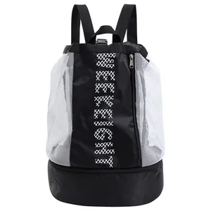 Mochila deportiva profesional de doble capa con compartimento para zapatos de básquet y natación