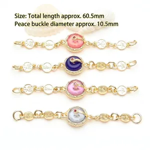 DIY gold-plated chain extender with colorful stones and round ping'an buckle detail