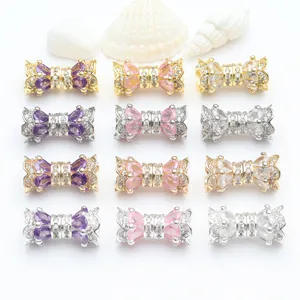 Detailed view of micro-pave zircon rotating screw clasps for DIY jewelry making
