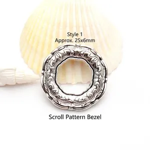 Close-up of vintage silver grass pattern engraved running ring for DIY jewelry