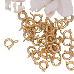 Juego de cierres de anillo de resorte chapados en oro de 14K para collares y pulseras