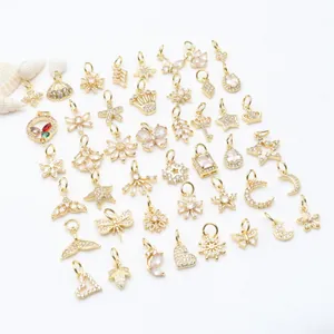 18K Vergoldete Zirkonia Anhänger Set mit Stern, Herz, Mond und Schmetterling Formen.