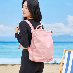 Waterproof Dry Wet Separation Swimming Bag Sports Backpack Gym Travel Storage Bag with Independent Shoe Compartment For Women Men Twill Fabric