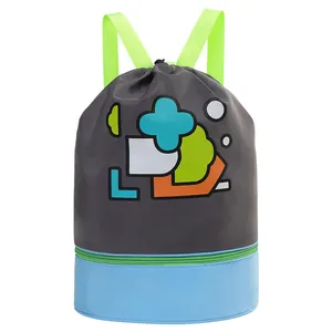 Langlebiger Kinder-Schwimmrucksack mit Nass-Trocken-Trennung und neongrünen Gurten
