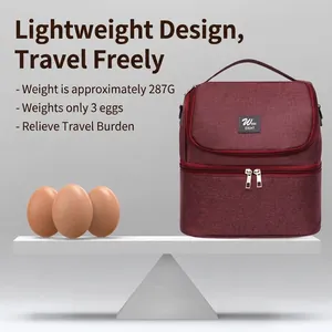 Lightweight burgundy double-layer diaper bag weighing 287g, equivalent to three eggs.
