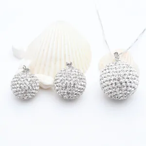 925 Sterling Silver Pave Rhinestone Disco Ball Pendant Necklace Shiny Round Ball Charm For Women Car Interior Decoration Jewelry Gift