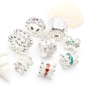 Micro Inlaid Rhinestone Barrel Spacer Beads Silver Plated Copper DIY Jewelry Making Findings For Bracelet Pendant Women Accessory