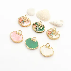 Detailed view of Ruyi lock pendants featuring magpie and plum blossom enamel patterns