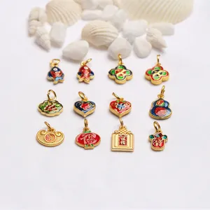 Variety of enamel cloisonné charms for DIY jewelry making with traditional patterns