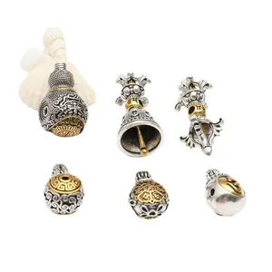 Vintage Tibet-Silber Vajra-Stößel und Glockenanhänger für DIY-Schmuckarmbänder