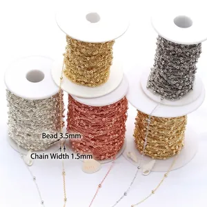 Close-up of 3.5mm bead chains in gold and silver for DIY jewelry making accessories