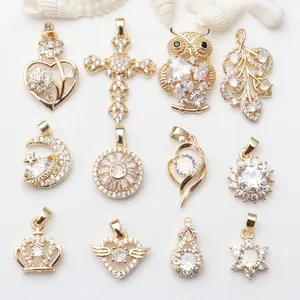 Verschiedene 14K vergoldete Zirkonia-Anhänger für DIY-Schmuckherstellung und Zubehör