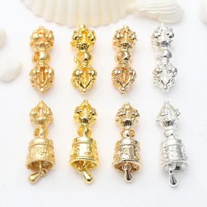 Vintage Metal Buddhist DIY Jewelry Accessories Vajra Pestle Bell Pendants Tibetan Style Gold Silver Plated Charms For Bracelet Necklace Making