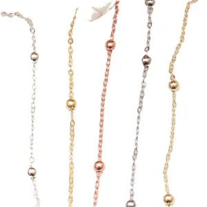 3.5mm round bead O-chains in various metal finishes for custom jewelry making