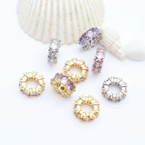 Close-up of colorful cubic zirconia spacer beads for DIY necklace and bracelet making