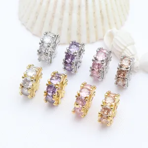 Assorted 18k gold plated round zircon spacer beads for handmade DIY jewelry making